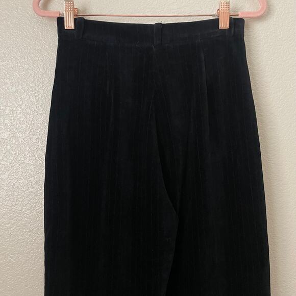 St. John Sport Marie Gray Pants Womens Petite Black Velvet Striped Straight Leg - Picture 7 of 13